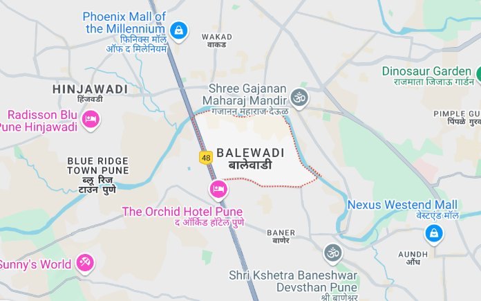 VJ Palladio — location map, Balewadi Pune